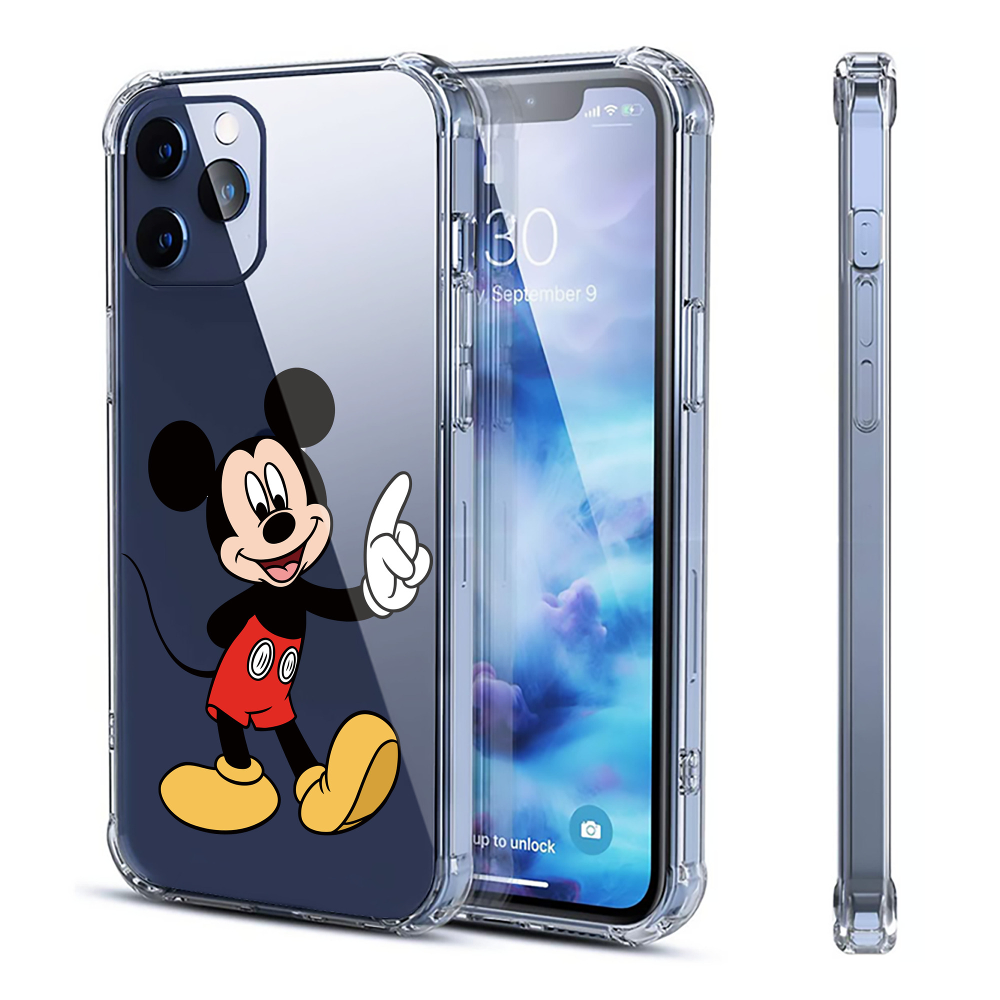 （画像用） ミッキーマウス Mickey Mouse 【iPhone 12シリーズ対応】透明スマホケース（クリアソフトケース）